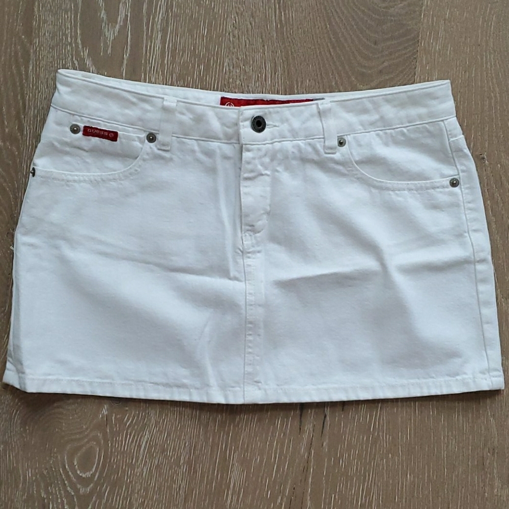 Guess white jean skirt